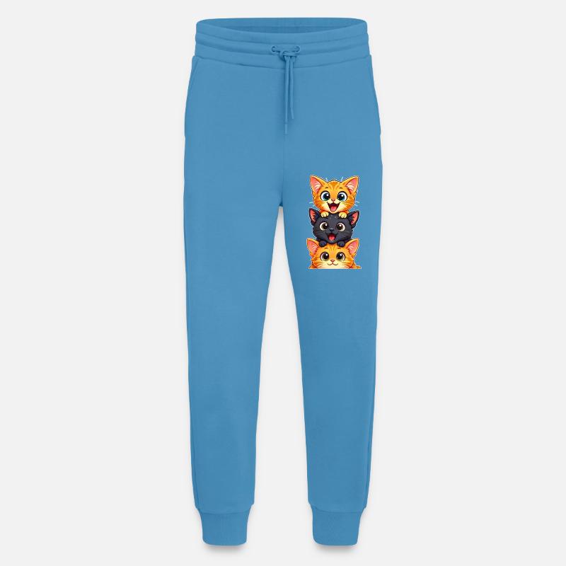 Trio de Chatons Joyeux Empilés - Pantalon de jogging bio décontracté fabriqué en UE - Sol Blue