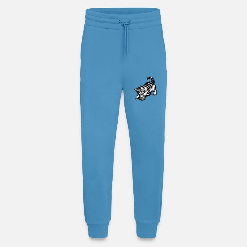 Playful Kitten and Yarn - Jogging Pants - made by SPREAD - Sol Blue