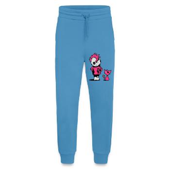Ein kleiner Punk mit einer kleinen Katze - Jogginghose - made by SPREAD -  Sol Blue - Vorne