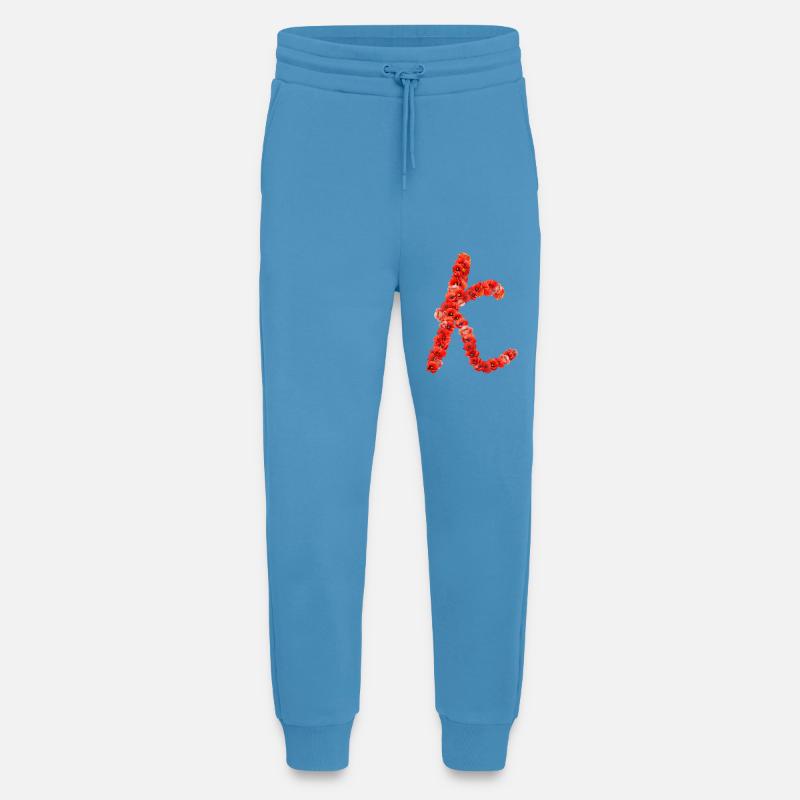 Initiale K faite de pavots - Pantalon de jogging bio décontracté fabriqué en UE -  Sol Blue