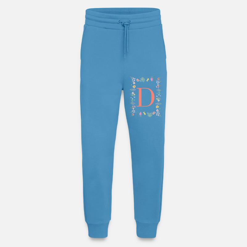 Floral initials "D", letters monogram - Jogging Pants - made by SPREAD  -  Sol Blue