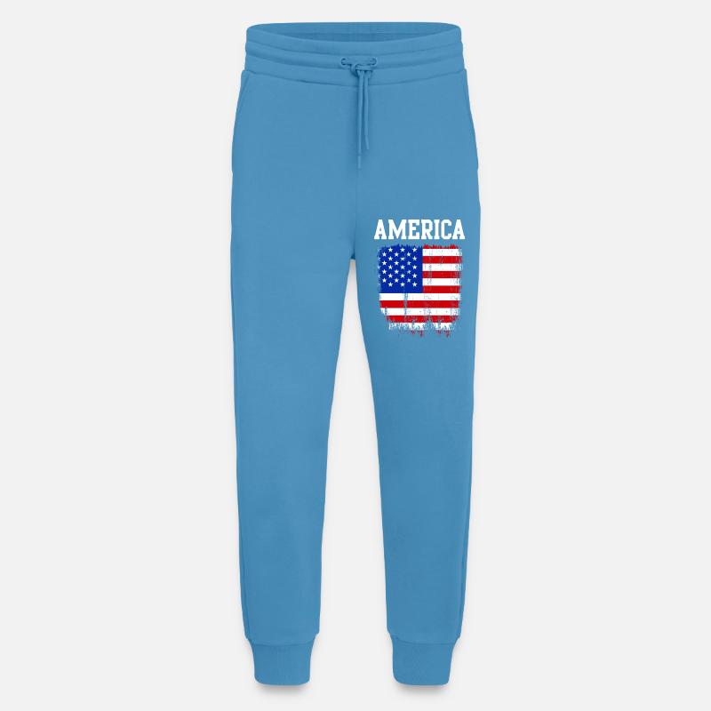 Distressed American Flag Graphic - Jogging Pants - made by SPREAD  -  Sol Blue