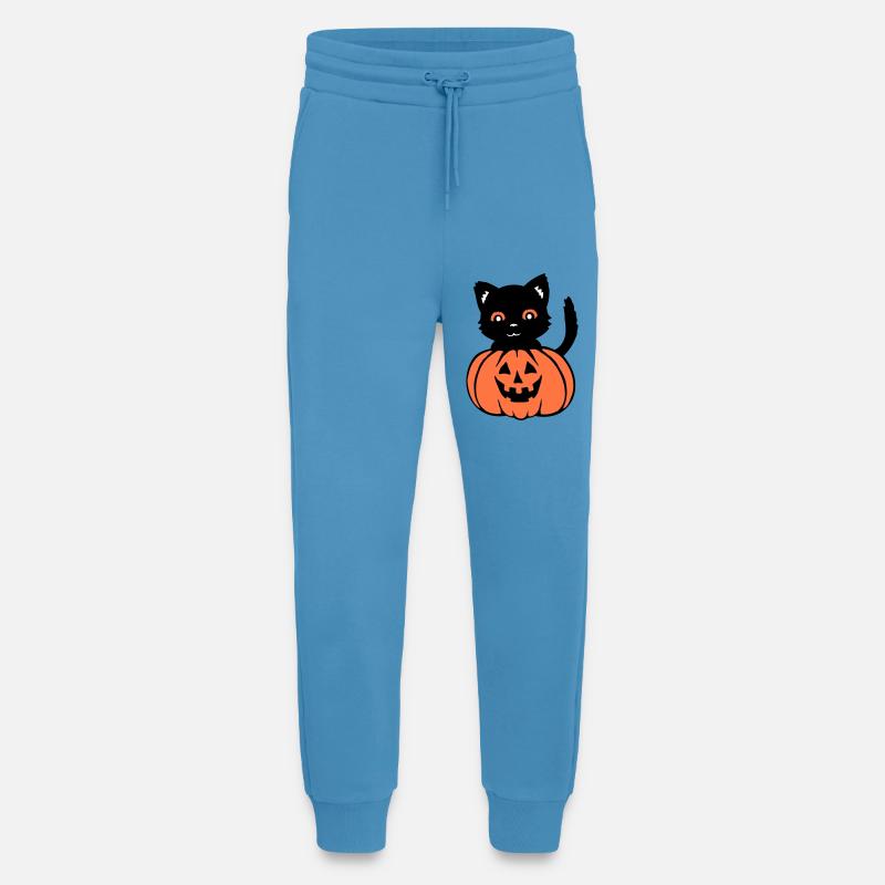 Halloween Kat Sort Græskar Efterår Uhyggelig Uhyggelig - Organic relaxed joggingbukser made in EU -  Sol Blue