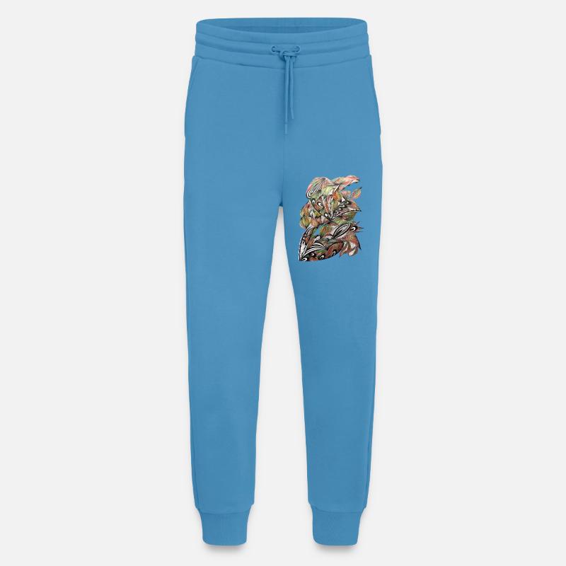 Vibrant Leaf Peacock Pattern - Jogging Pants - made by SPREAD  -  Sol Blue