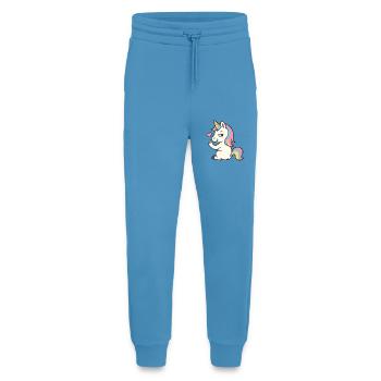 Licorne espiègle au cœur – Déclaration de licorne douce - Pantalon de jogging bio décontracté fabriqué en UE -  Sol Blue - Devant