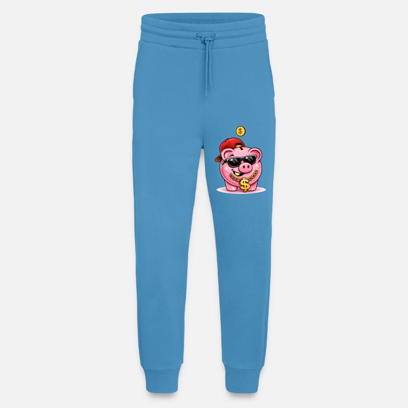 Cooles Sparschwein mit Dollar-Kette - Jogginghose - made by SPREAD -  Sol Blue