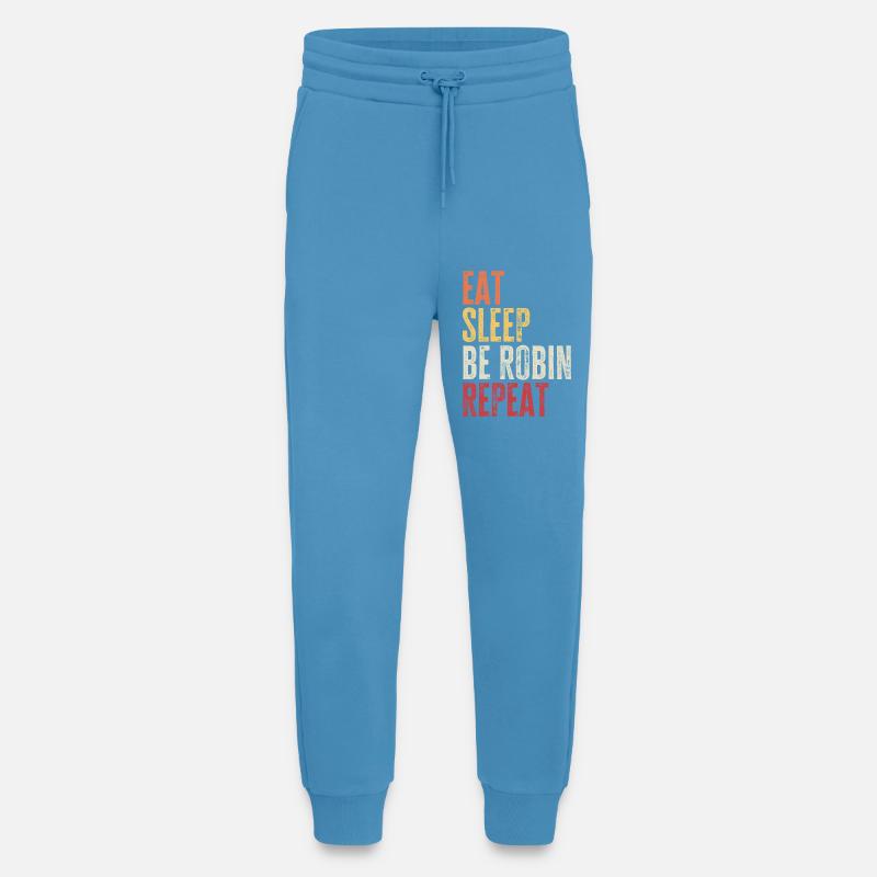 Mange, dors, sois Robin, répète le nom rétro - Pantalon de jogging bio décontracté fabriqué en UE - Sol Blue