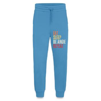Mange, dors, sois Angie, répète le nom rétro - Pantalon de jogging bio décontracté fabriqué en UE -  Sol Blue - Devant