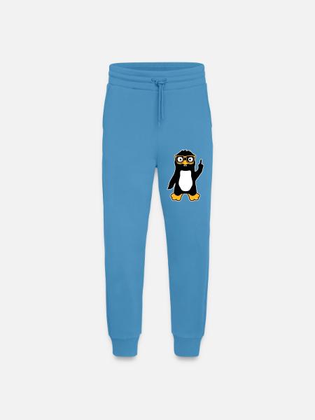Pingvin Nørd briller Pegefinger selvtilfreds Lus - Organic relaxed joggingbukser made in EU -  Sol Blue
