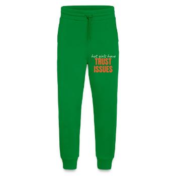 Hot Girls Have TRUST ISSUES funny saying trendy - Jogging Pants - made by SPREAD  - City Green - Front