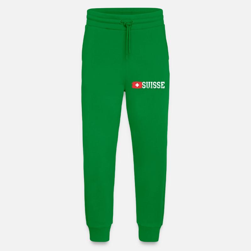Drapeau suisse Badge Suisse - Pantalon de jogging bio décontracté fabriqué en UE - City Green