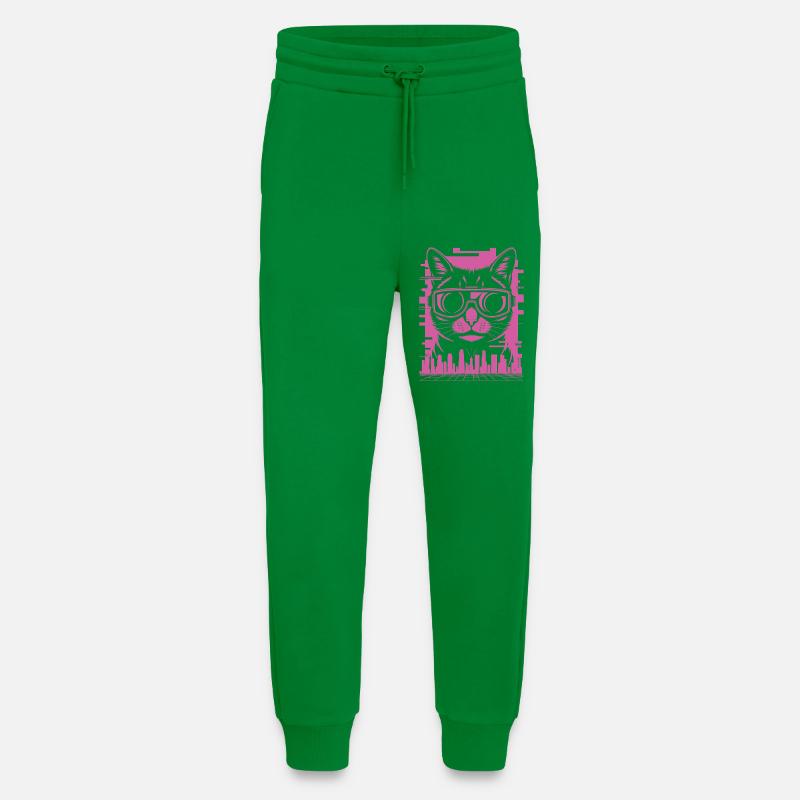 Neonkatze in Cyber-Brille - Jogginghose - made by SPREAD - City Green
