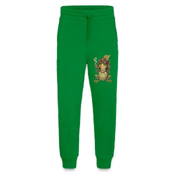 Aquarelle : Grenouille bohème avec pipe et plumes - Pantalon de jogging bio décontracté fabriqué en UE - City Green - Devant