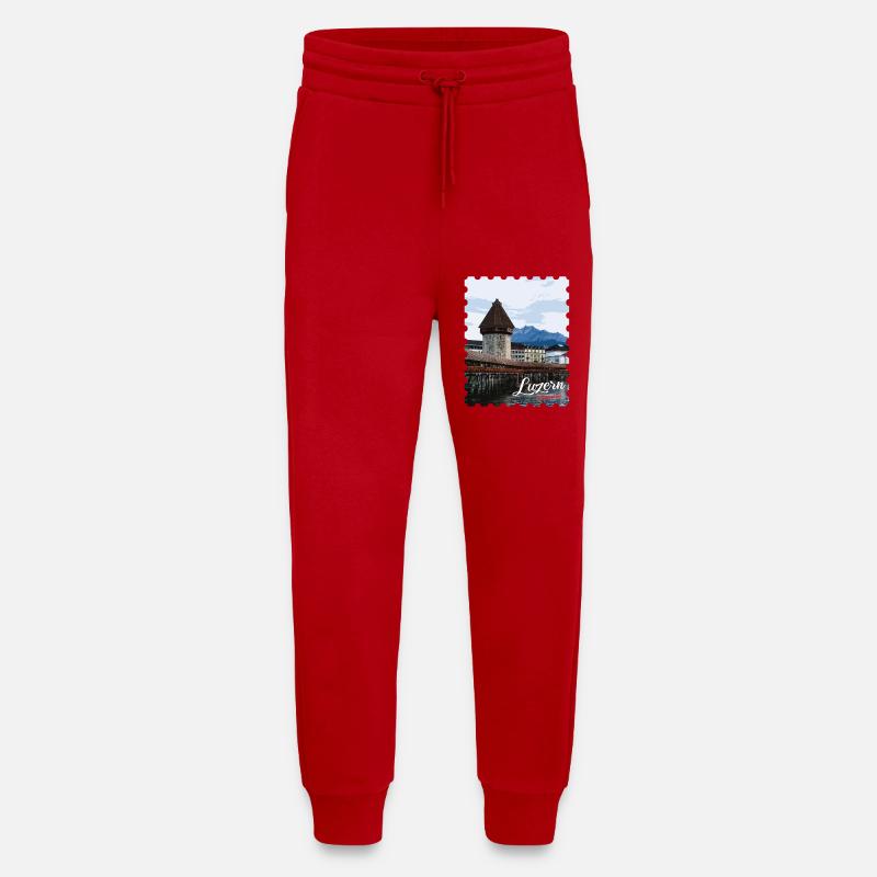 Lucerne Chapel Bridge Panorama - Jogging Pants - made by SPREAD  - red
