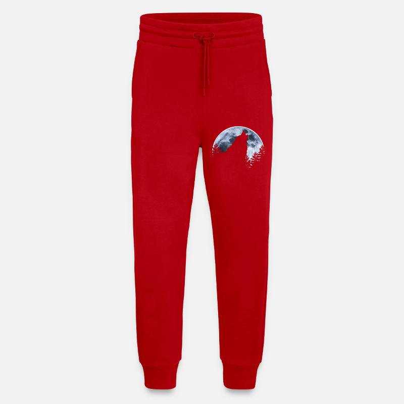 Wolf howls moon - Wolf's silhouette - Jogging Pants - made by SPREAD  - red