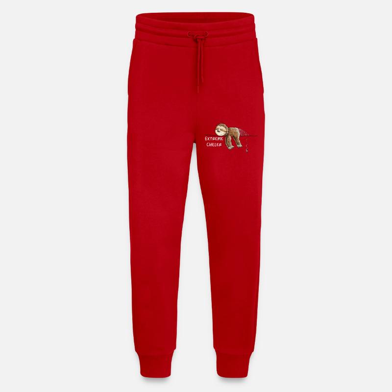 Extreme Chiller Sloth I Chill - Pantalon de jogging bio décontracté fabriqué en UE - rouge