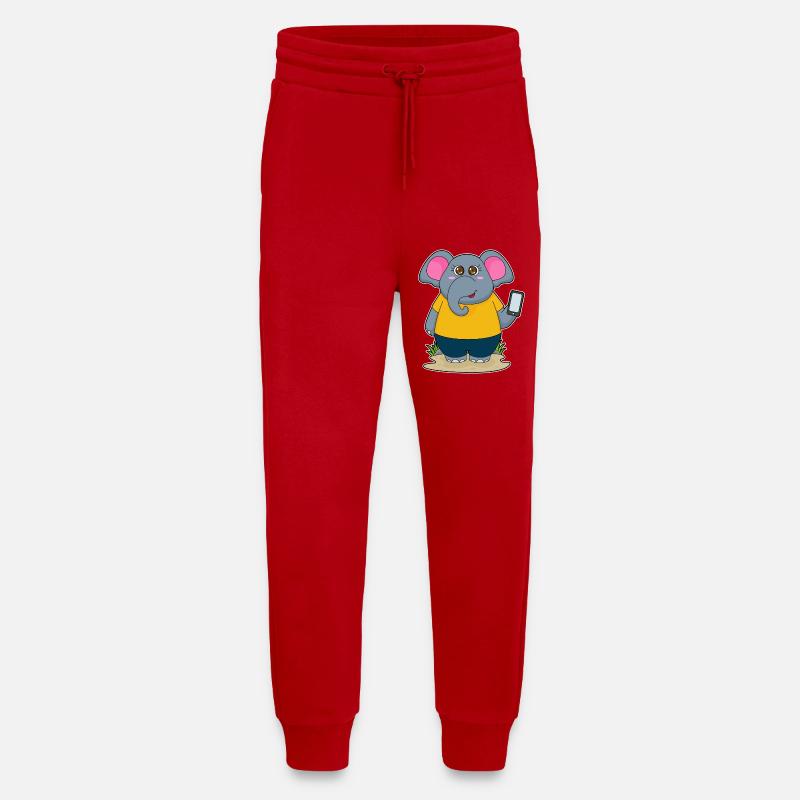 Elefant mit Handy - Jogginghose - made by SPREAD - Rot