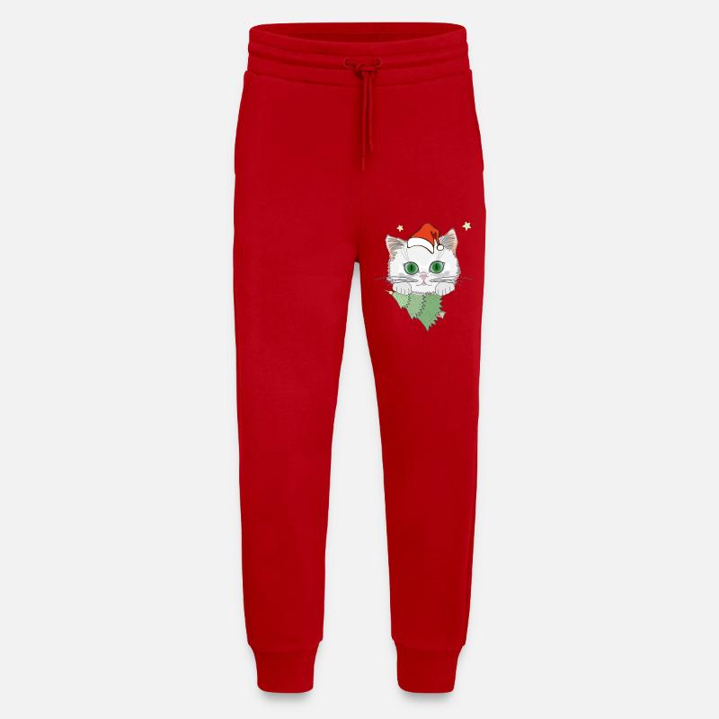 Katze mit Weihnachtsbaum - Jogginghose - made by SPREAD - Rot