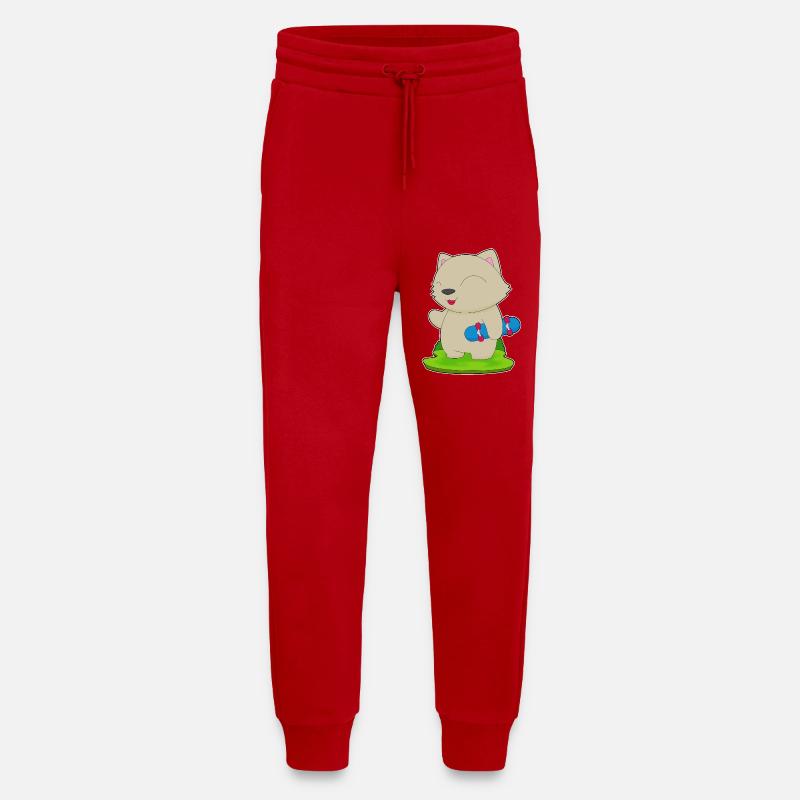 Chat Skater Skateboard - Pantalon de jogging bio décontracté fabriqué en UE - rouge