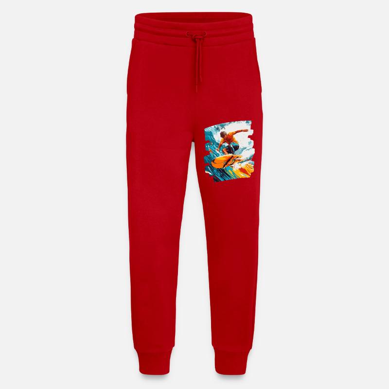 Surfeur Surf Planche de surf Surf - Pantalon de jogging bio décontracté fabriqué en UE - rouge