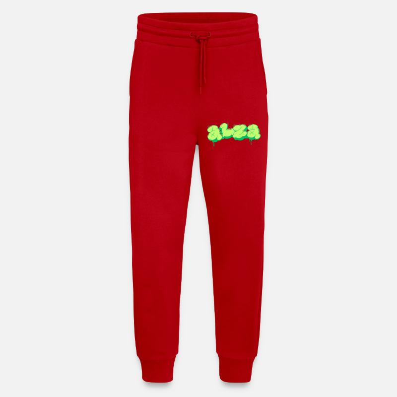 Conception de style graffiti vert vif - Pantalon de jogging bio décontracté fabriqué en UE - rouge