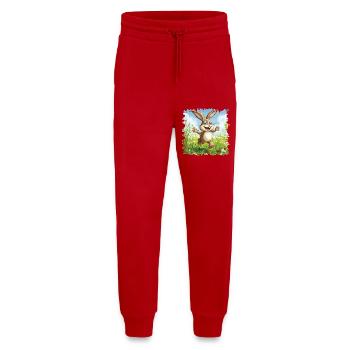 Cheerful bunny in spring meadow - Jogging Pants - made by SPREAD  - red - Front