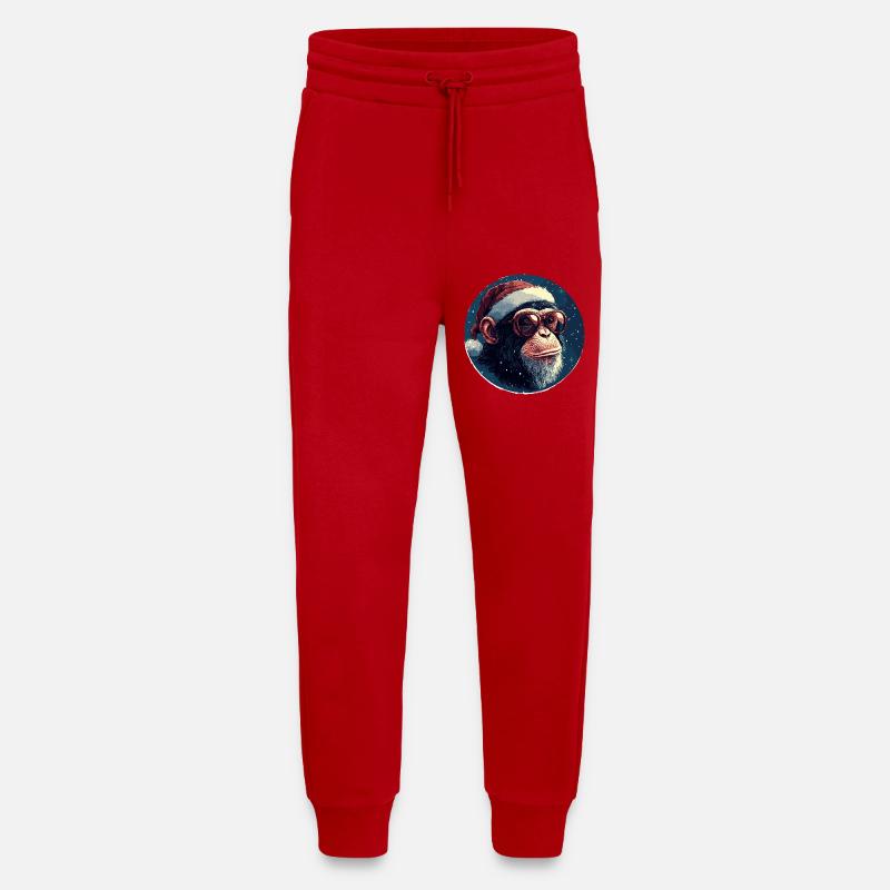 Affe Weihnachten mit Brille - Jogginghose - made by SPREAD - Rot