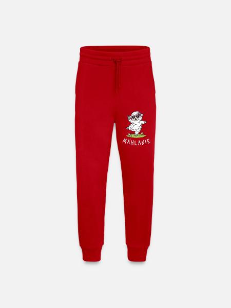 Mählanie – Funny Pun Sheep Melanie Name - Jogging Pants - made by SPREAD  - red