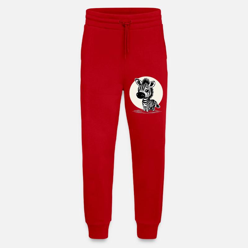 Zèbre mignon – Motif d’animal mignon - Pantalon de jogging bio décontracté fabriqué en UE - rouge