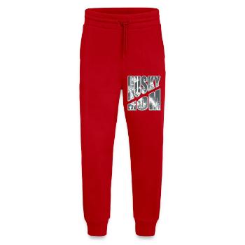 Maman Husky dans la neige - Pantalon de jogging bio décontracté fabriqué en UE - rouge - Devant