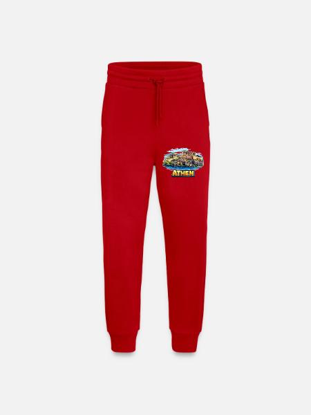 Athens Acropolis Island Illustration - Jogging Pants - made by SPREAD - red
