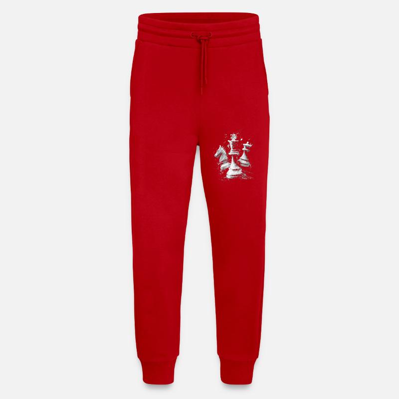 Chess Pieces Explosion Design Dynamic Board - Jogging Pants - made by SPREAD  - red