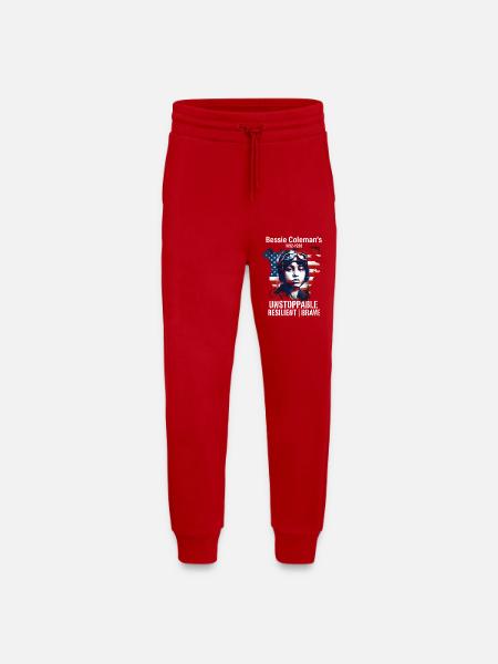 Bessie Coleman Modig flygpionjär - Organic Relaxed Sweatpants Made in EU - röd