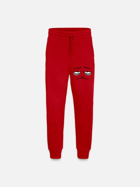 Grumpy sad disappointed face funny - Jogging Pants - made by SPREAD  - red