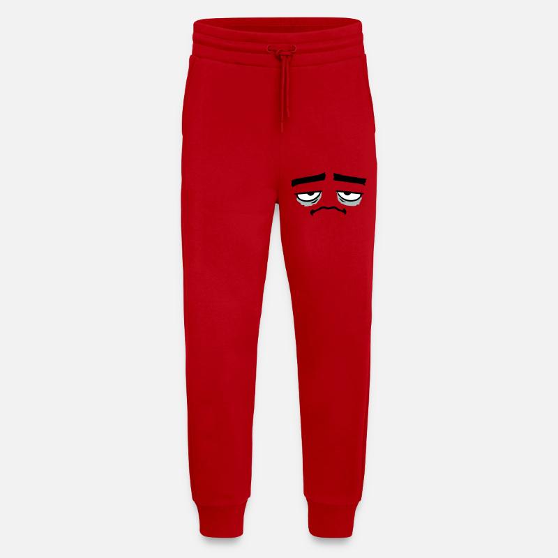 Grumpy sad disappointed face funny - Jogging Pants - made by SPREAD  - red