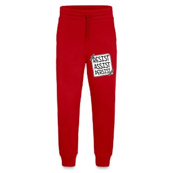 Résistez Assistez Persister Activisme Logo de motivation - Pantalon de jogging bio décontracté fabriqué en UE - rouge - Devant