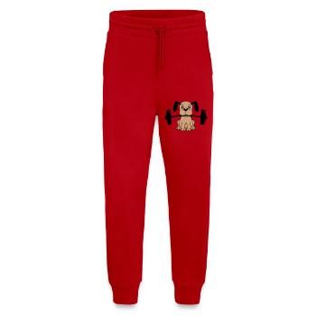 Chien Bodybuilder Muscles forts Gym Haltérophilie - Pantalon de jogging bio décontracté fabriqué en UE - rouge - Devant