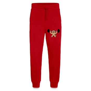 Chien Bodybuilder Muscles forts Gym Haltérophilie - Pantalon de jogging bio décontracté fabriqué en UE - rouge - Devant