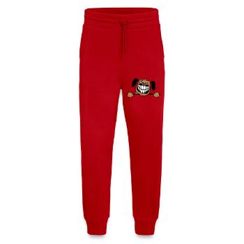 chien monstre méchant dangereux dents sourire sourire - Pantalon de jogging bio décontracté fabriqué en UE - rouge - Devant