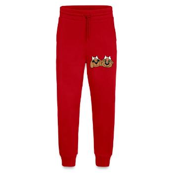 2 Dog Team Two Friends Girlfriends Couple Crew - Jogging Pants - made by SPREAD  - red - Front
