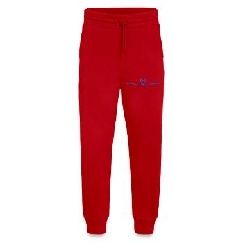 Vague Cœur Bleue | Art au trait minimal - Pantalon de jogging bio décontracté fabriqué en UE - rouge - Devant