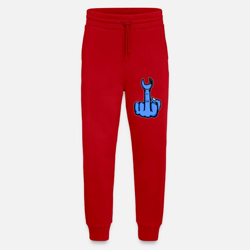 Blauer Mittelfinger mit Schraubenschlüssel - Jogginghose - made by SPREAD - Rot