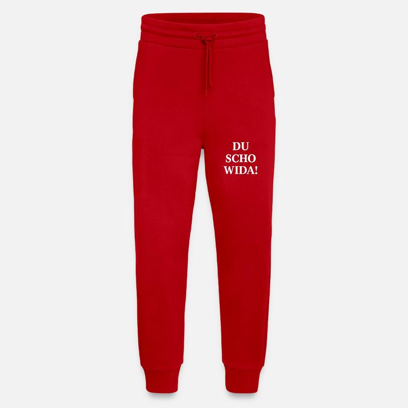 Du scho wida Bold Statement - Pantalon de jogging bio décontracté fabriqué en UE - rouge