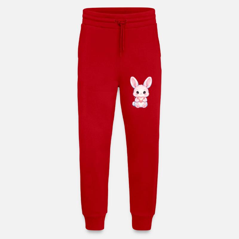 Delicate Rabbit with Heart Light - Jogging Pants - made by SPREAD  - red
