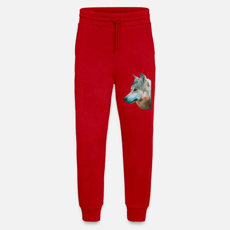 Wolfs Kopf Aquarellprint - Jogginghose - made by SPREAD - Rot