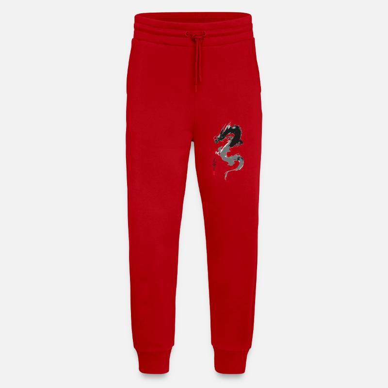 Ryu Yokai – Dragon d'Encre Sumi-e - Pantalon de jogging bio décontracté fabriqué en UE - rouge