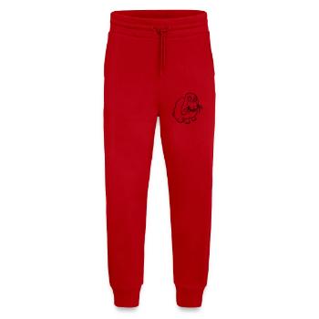 Lapin Lapin Drôle Visage Grimace Sourire - Pantalon de jogging bio décontracté fabriqué en UE - rouge - Devant