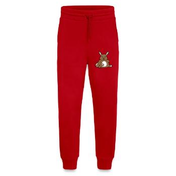 2 Lapins Enfant Papa Maman Doux Deux Gros Petit Gras - Pantalon de jogging bio décontracté fabriqué en UE - rouge - Devant
