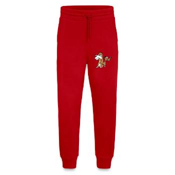 2 dogs team stupid two friends crew unhappy - Jogging Pants - made by SPREAD  - red - Front