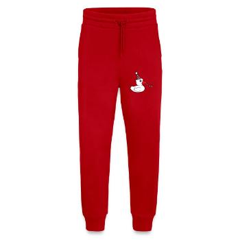 Canard Fête Serviette Chapeau Anniversaire Célébrer le Nouvel An - Pantalon de jogging bio décontracté fabriqué en UE - rouge - Devant
